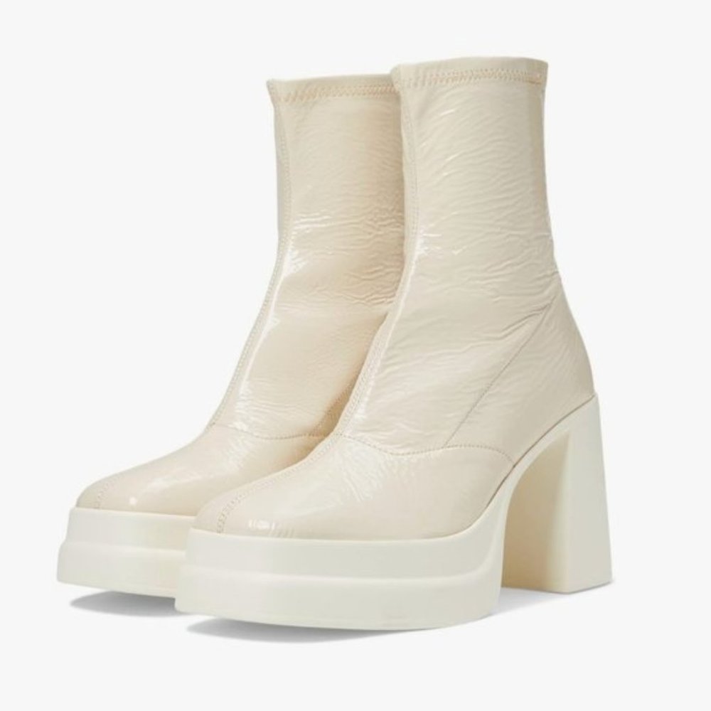 Free People Boots Heeled Patent Double Stack Platform Bone Casual Neutral